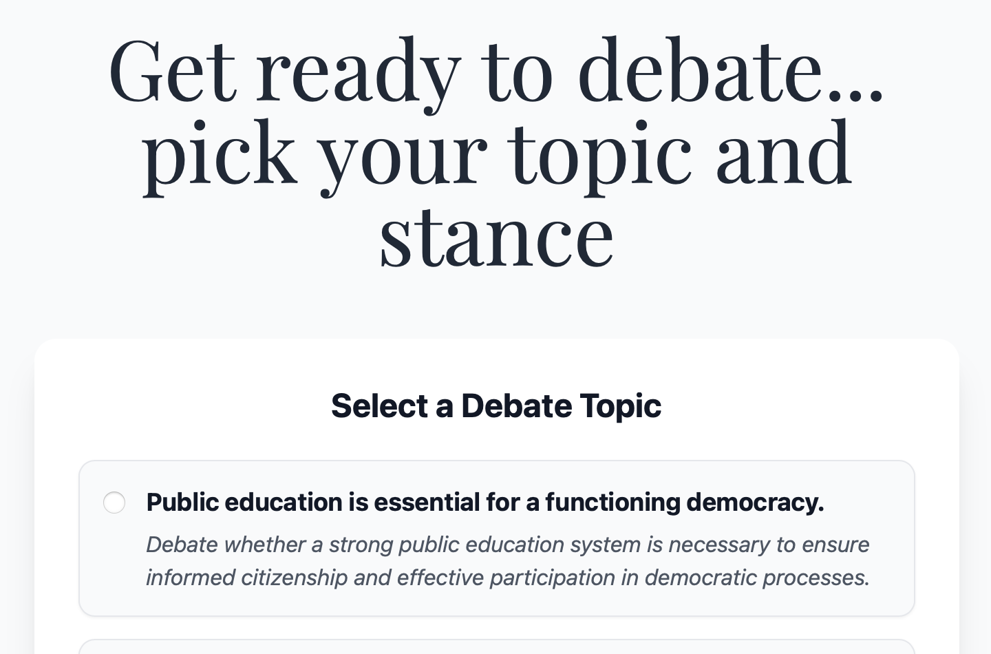 AI Debate Demo